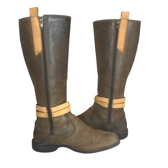 MERRELL Womens Brown Leather Knee High Riding Boots 9/40 Waterproof Side Zip - Picture 3 of 13